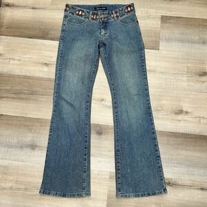 Y2K 90's JRS SIZE 11 JEANS D JEANS EMBROIDERED  POCKETS Wide Leg Faded
